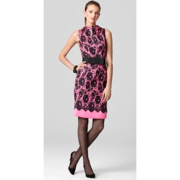 New MILLY NY GIANNA SILK LACE PRINT ILLUSION SLEEVELESS DRESS Size 12 - Picture 4 of 9